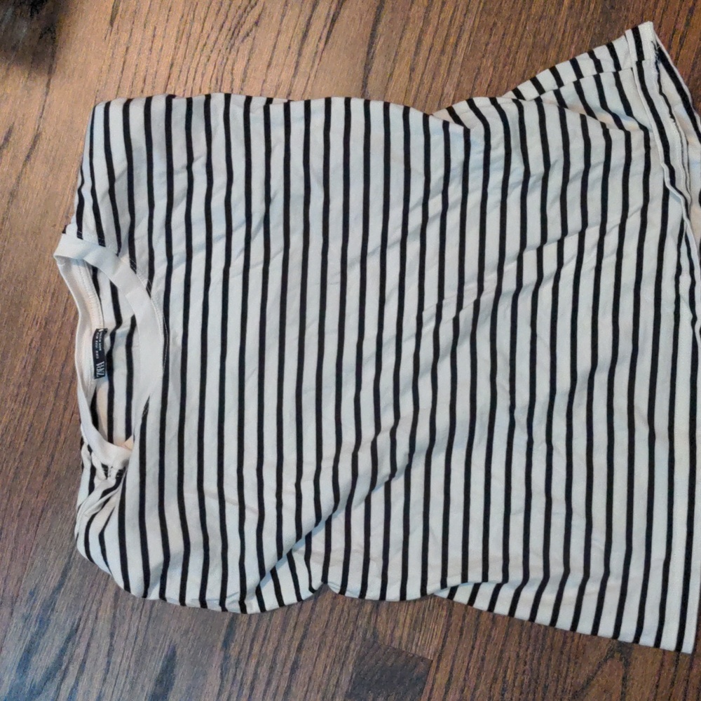 Zara Puff Shoulder Stripe Tshirt